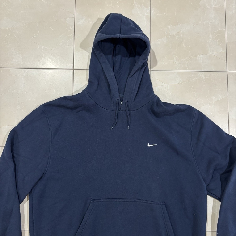 Vintage Nike Hoodie Sweatshirt Men's XL Mini Check Swoosh Blue Y2K Skate Faded - Picture 2 of 8